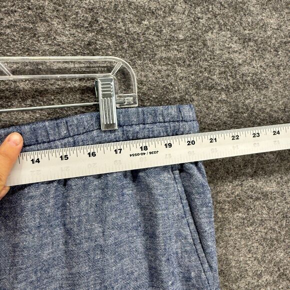 Old Navy Pants Women XL Blue High Rise Flat Front Drawstring Linen Chino Pockets - Picture 3 of 8